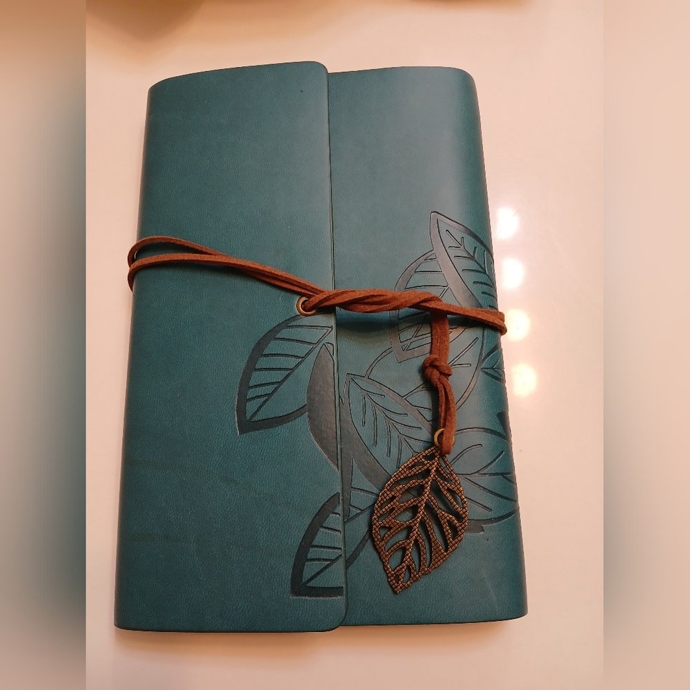 Leather Notebook, Leaf Pattern